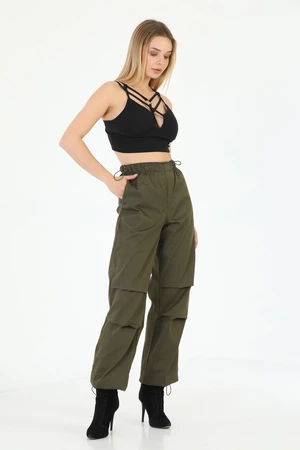 BİKELİFE Women's Khaki Stoppered Parachute Trousers