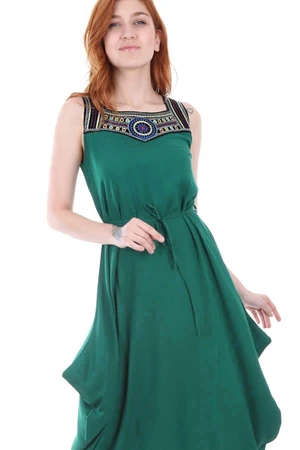 Bigdart 1512 Dress With Embroidery On The Front - Green