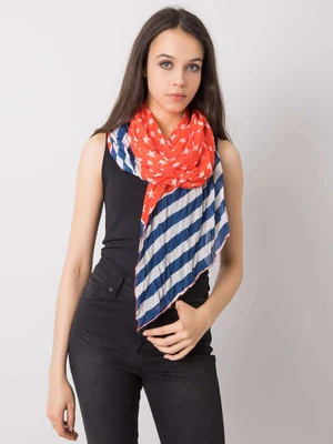 Red and dark blue patterned scarf