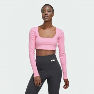 Adidas Woman's Longsleeve Crop Top Studio Lounge Ribbed Tee HH8501