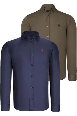 DUAL SET G725 DEWBERRY MENS SHIRT-NAVY BLUE-GREEN