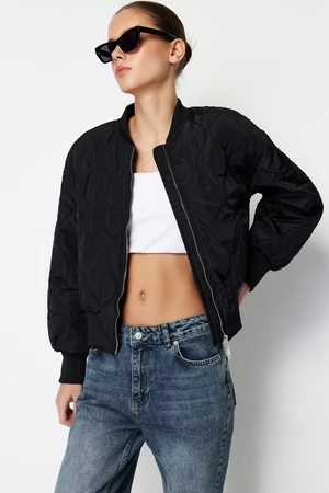 Trendyol Black oversize nepremokavá bomber bunda kabát