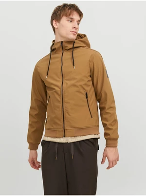 Hnedá pánska ľahká softshellová bunda Jack & Jones Basic