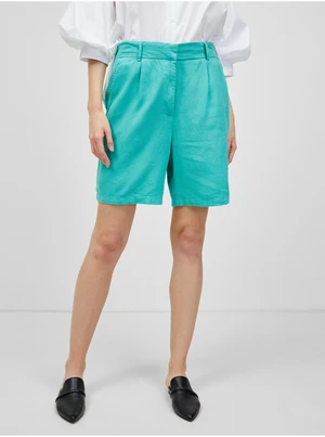 Turquoise linen shorts ONLY Caro - Women