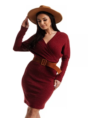 Burgundy dress Och Bella BE-BQ183.burgundy