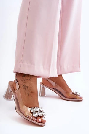 Transparent sandals with heels pink SBarski