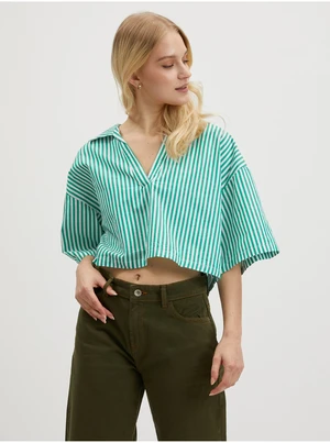 White and Green Ladies Striped Blouse Noisy May Lisa - Ladies