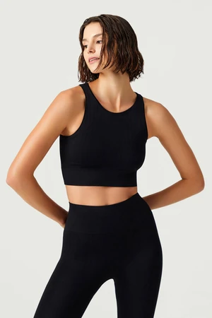 LOS OJOS x Melody Black Barbell Neck Seamless Sports Bra