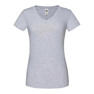 Iconic Vneck Fruit of the Loom Women's Grey T-shirt