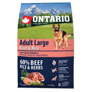 ONTARIO Dog Adult large beef & rice granule pro psy 2,25 kg