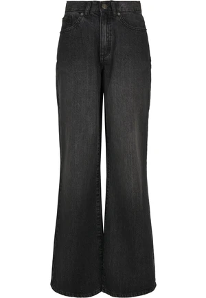 Women's wide denim pants - black