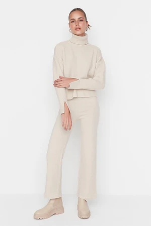 Trendyol Stone Soft Textured Basic Knitwear Bottom-Top Set with Trousers