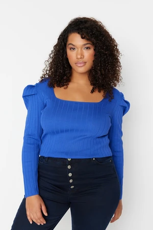 Trendyol Curve Navy Blue Watermelon Sleeve Knitwear Blouse