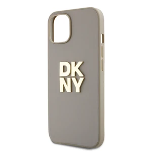 Zaní kryt DKNY PU Leather Stack Logo Wrist Strap pro Apple iPhone 14, béžová