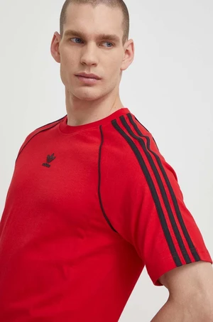 Bavlněné tričko adidas Originals červená barva, s aplikací, IR9449