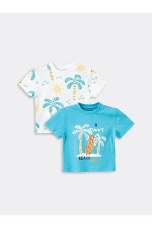 LC Waikiki Crew Neck Printed Baby Boy T-Shirt, Pack of 2