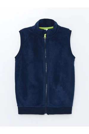 LC Waikiki LCW Kids Navy Blue Stand Collar Polar Fleece Boy's Vest