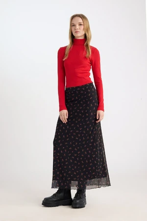 DEFACTO Coool A Shape Patterned Normal Waist Tulle Maxi Skirt