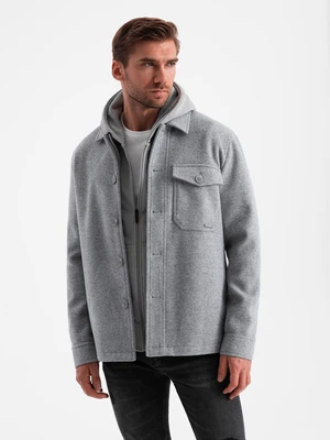 Ombre Men's lightweight fleece jacket with viscose - gray