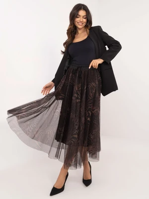 Black-brown tulle skirt with patterns