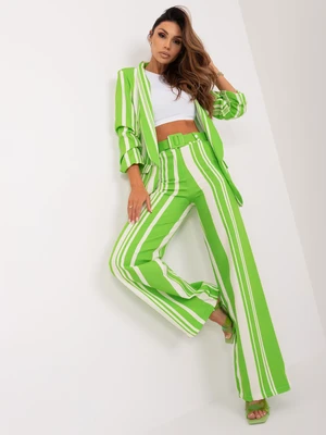 Light green and ecru wide pants