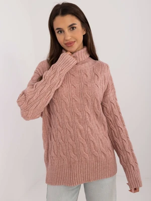 Dark pink turtleneck with pattern