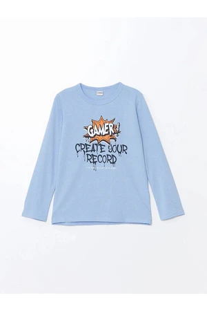 LC Waikiki LCW Kids Blue Oversize Crew Neck Boy T-Shirt