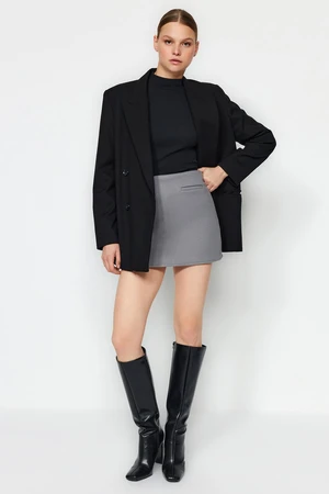 Trendyol Gray Pocket Detailed Stitched Woven Shorts Skirt