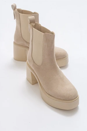 LuviShoes Aback Beige Women's Suede Boots