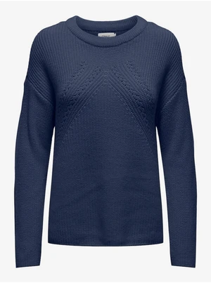 Navy blue women's basic sweater ONLY Bella - Women