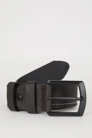 DEFACTO Men's Square Buckle Faux Leather Belt