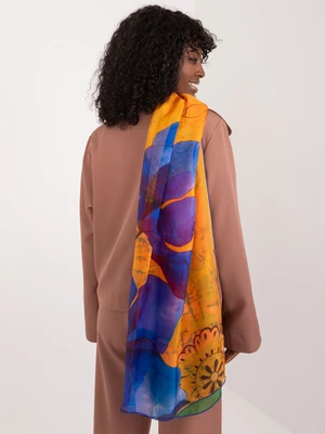 Orange-cobalt scarf with print