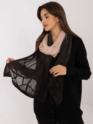 Light beige and black women's wool scarf