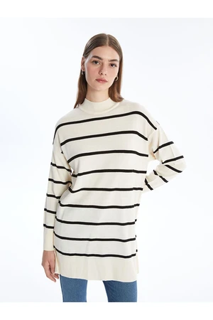 LC Waikiki Lw - Half Turtleneck Striped Long Sleeve Women's Knitwear Tunic