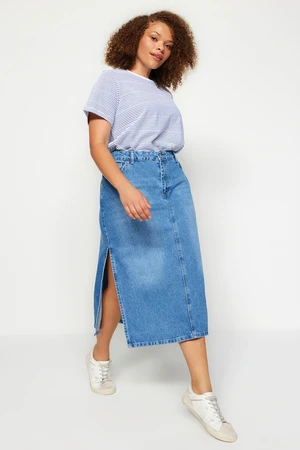 Trendyol Curve Blue Slit Denim Skirt