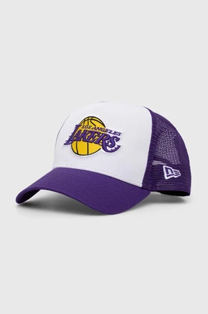 Šiltovka New Era 60348857.WHITRPTRP-WHITRPTRP, biela farba, s nášivkou, LOS ANGELES LAKERS