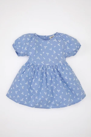 DEFACTO Baby Girl Floral Short Sleeve Poplin Dress