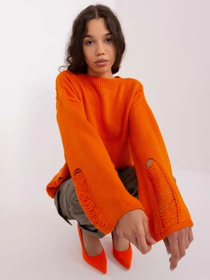 Orange oversize sweater with wide sleeves