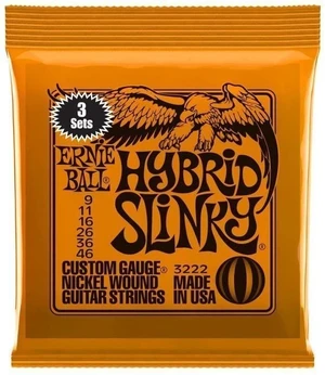 Ernie Ball 3222 Hybrid Slinky 3-Pack Cordes pour guitares électriques