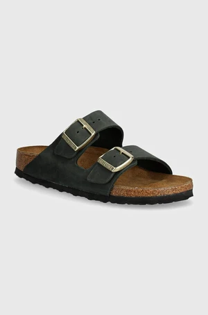 Nubukové pantofle Birkenstock Arizona zelená barva, 1028030