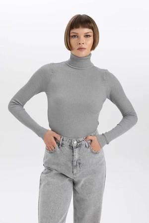 DEFACTO Fitted Turtleneck Rib Knit Sweater