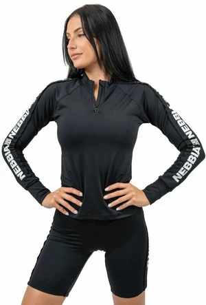 Nebbia Long Sleeve Zipper Top Winner Black M Maglietta fitness