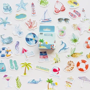 1 Box Summer Ocean Beach DIY Adhesive Stickers Decorative Scrapbooking Diary Album Stick Label