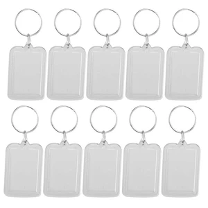 Lot Of 10Pcs Keyring DIY Detachable White Rectangle Photo Frame Keyring 3.3X5cm