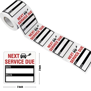 100-300pcs/roll Oil Change Maintenance Service Reminder Stickers Window Sticker Adhesive Labels Car Sticker "NEXT SERVICE DUE"