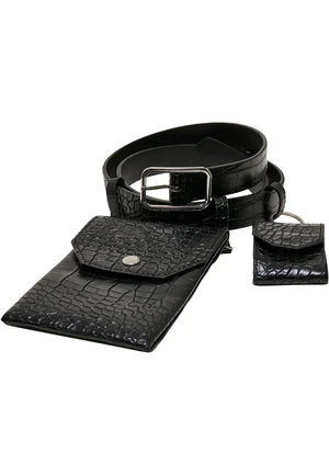 Croco synthetic leather strap with black/silver sheath