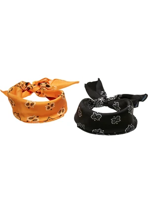 Satin scarf 2-pack black/orange