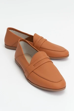 LuviShoes F05 Tan Skin Genuine Leather Women's Flats