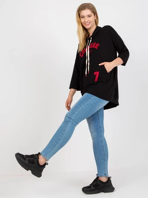 Black long blouse plus size with patches