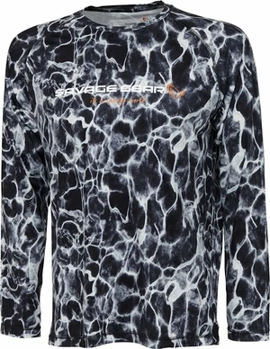 Savage Gear Tričko Night UV Long Sleeve T-Shirt Black Waterprint S